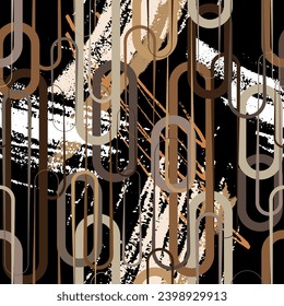 Seamless pattern decorated with chains and pearls.