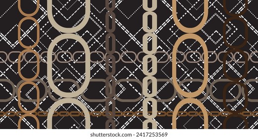Seamless pattern decorated with chains and pearls.