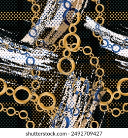 Seamless pattern decorated with chains and pearls.