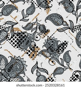 Seamless pattern decorated with chains and pearls.