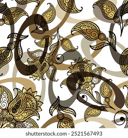 Seamless pattern decorated with chains and pearls.