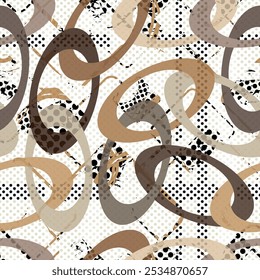 Seamless pattern decorated with chains and pearls.