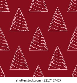 Seamless pattern with decorated Christmas tree. Festive flat style design for packaging and print. Vector.