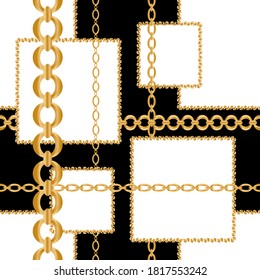 Seamless pattern decorated with gold chains.