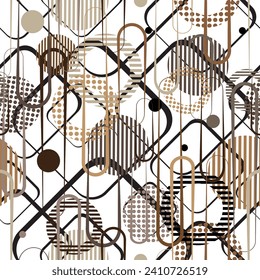 Seamless pattern decorated with gold chains and floral.
