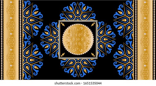 Seamless pattern decorated with precious stones, gold chains and pearls.