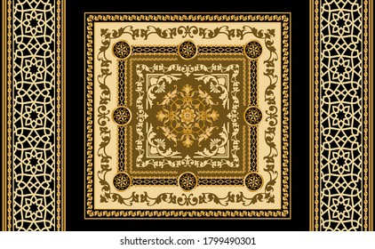 Seamless pattern decorated with precious stones, gold chains and pearls.