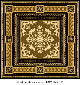 Seamless pattern decorated with precious stones, gold chains and pearls.