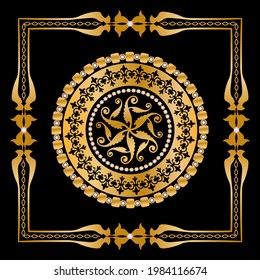 Seamless pattern decorated with precious stones, gold chains and pearls.