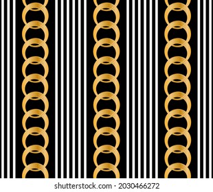 Seamless pattern decorated with precious stones, gold chains and pearls.