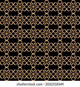Seamless pattern decorated with precious stones, gold chains and pearls.