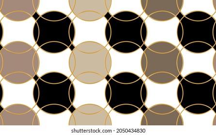 Seamless pattern decorated with precious stones, gold chains and pearls.