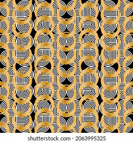 Seamless pattern decorated with precious stones, gold chains and pearls.