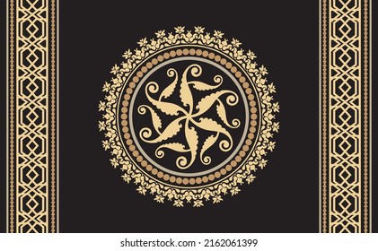 Seamless pattern decorated with precious stones, gold chains and pearls.