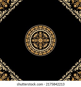 Seamless pattern decorated with precious stones, gold chains and pearls.