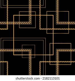 Seamless pattern decorated with precious stones, gold chains and pearls.