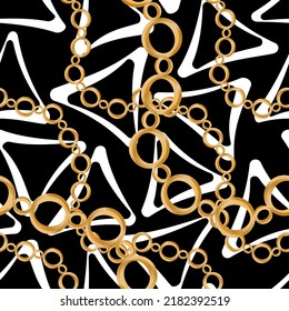 Motif harmonieux décoré de pierres précieuses, de chaînes d'or et de perles.