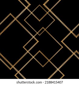 Seamless pattern decorated with precious stones, gold chains and pearls.