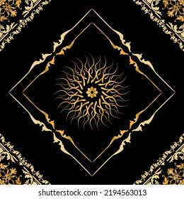 Seamless pattern decorated with precious stones, gold chains and pearls.