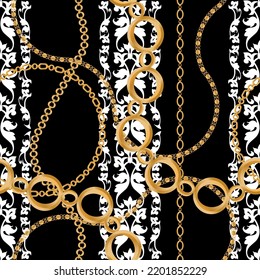 Decoración sin inconfundibles decorada con piedras preciosas, cadenas de oro y perlas.