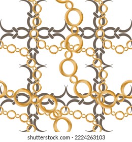 Decoración sin inconfundibles decorada con piedras preciosas, cadenas de oro y perlas.