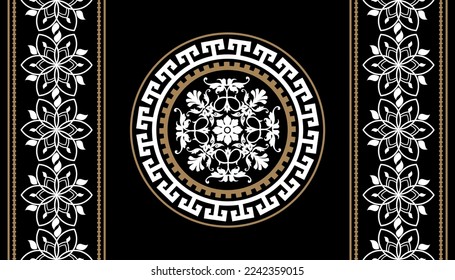 Seamless pattern decorated with precious stones, gold chains and pearls.