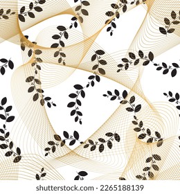 Seamless pattern decorated with precious stones, gold chains and pearls.