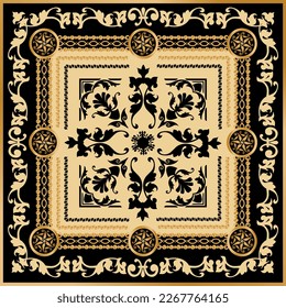 Seamless pattern decorated with precious stones, gold chains and pearls.