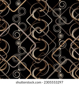 Motif harmonieux décoré de pierres précieuses, de chaînes d'or et de perles.