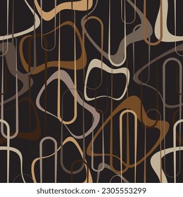 Seamless pattern decorated with precious stones, gold chains and pearls.