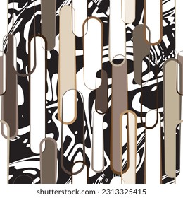 Seamless pattern decorated with precious stones, gold chains and pearls.