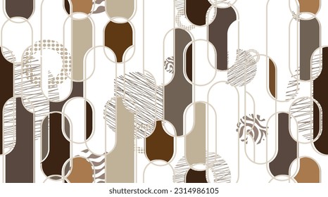 Seamless pattern decorated with precious stones, gold chains and pearls.