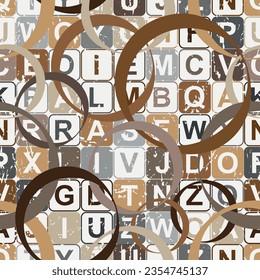 Seamless pattern decorated with precious stones, gold chains and pearls.