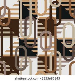 Seamless pattern decorated with precious stones, gold chains and pearls.