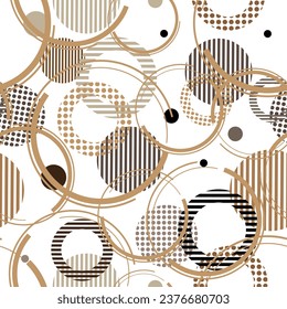 Seamless pattern decorated with precious stones, gold chains and pearls.