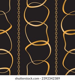 Seamless pattern decorated with precious stones, gold chains and pearls.