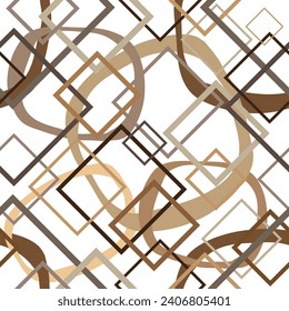 Seamless pattern decorated with precious stones, gold chains and pearls.