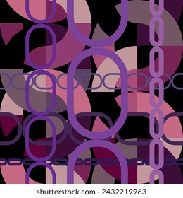 Seamless pattern decorated with precious stones, gold chains and pearls.