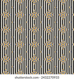 Seamless pattern decorated with precious stones, gold chains and pearls.