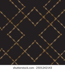 Seamless pattern decorated with precious stones, gold chains and pearls.