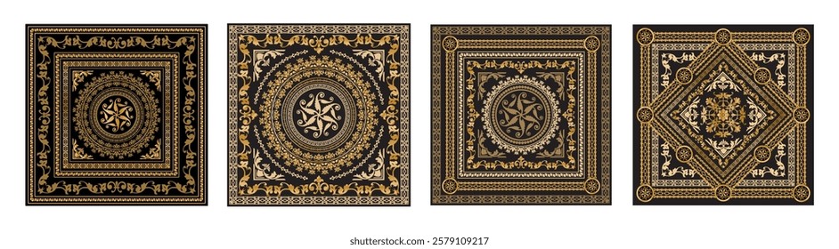 Seamless pattern decorated with precious stones, gold chains and pearls.