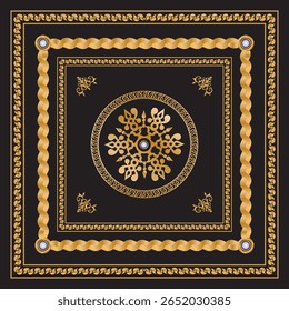 Padrão perfeito decorado com pedras preciosas, correntes de ouro e pérolas.