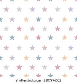 Seamless pattern for decoration. Colorful stars on a white background.