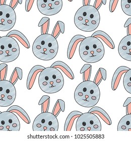 seamless pattern decoration face rabbit image