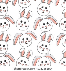 seamless pattern decoration face rabbit image vector illustration