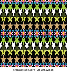 Seamless pattern decoration living design colorful star green