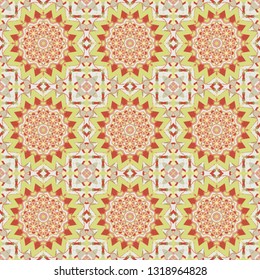 Seamless pattern for decoration in orange and yellow. Print for paper wallpaper, tiles, textiles. Vector.