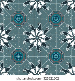 Seamless pattern for decoration, patterns in the form of flowers. Print for paper wallpaper, tiles, textiles. Vector illustration