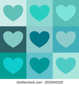 Seamless pattern for decoration, wrapping paper, wallpaper, green heart pattern