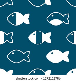 Seamless pattern decorative abstract fish, vector fish background, marine life, geometric fish print, fishing